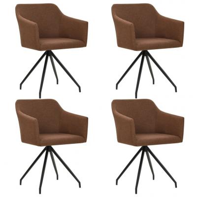 Emaga vidaxl obrotowe krzesła stołowe, 4 szt., brązowe, tkanina