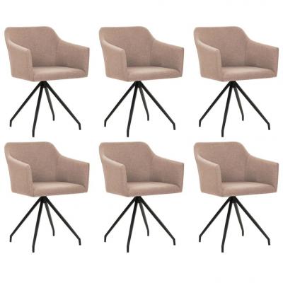 Emaga vidaxl obrotowe krzesła stołowe, 6 szt., taupe, tkanina
