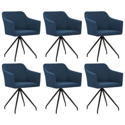 Emaga vidaxl obrotowe krzesła stołowe, 6 szt., niebieskie, tkanina