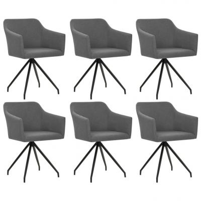 Emaga vidaxl obrotowe krzesła stołowe, 6 szt., jasnoszare, tkanina