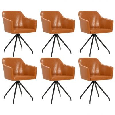 Emaga vidaxl obrotowe krzesła stołowe, 6 szt., brązowe, sztuczna skóra