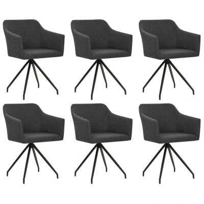 Emaga vidaxl obrotowe krzesła stołowe, 6 szt., ciemnoszare, tkanina