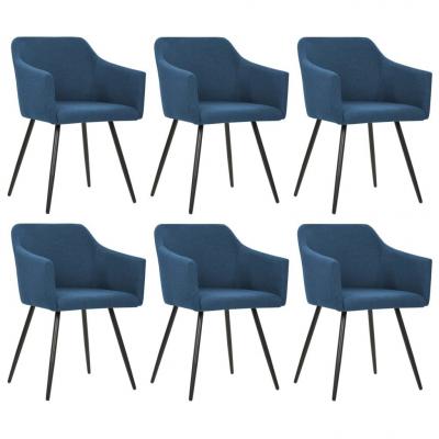 Emaga vidaxl krzesła stołowe, 6 szt., niebieskie, tkanina
