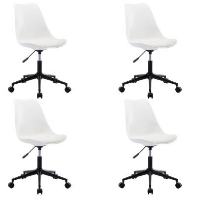 Emaga vidaxl obrotowe krzesła jadalniane, 4 szt., białe, sztuczna skóra