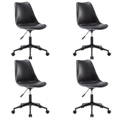 Emaga vidaxl obrotowe krzesła stołowe, 4 szt., czarne, sztuczna skóra