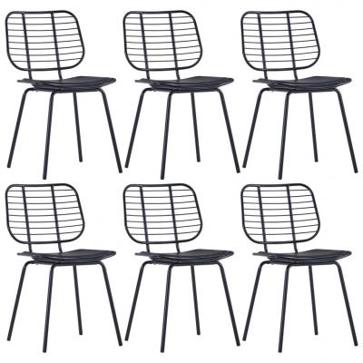 Emaga vidaxl krzesła z siedziskami ze sztucznej skóry, 6 szt., czarne, stal