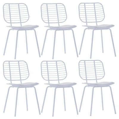 Emaga vidaxl krzesła z siedziskami ze sztucznej skóry, 6 szt., białe, stal