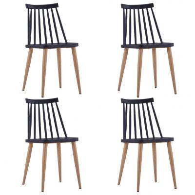 Emaga vidaxl krzesła jadalniane, 4 szt., czarne, plastik i stal