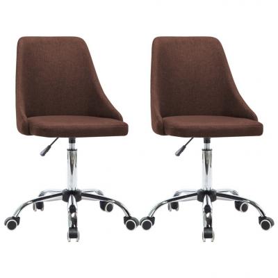 Emaga vidaxl krzesła biurowe na kółkach, 2 szt., tkanina, brązowe