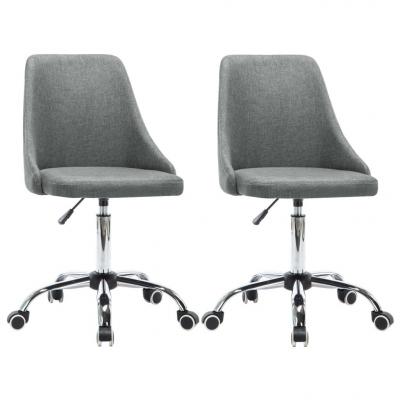 Emaga vidaxl krzesła biurowe na kółkach, 2 szt., tkanina, jasnoszare