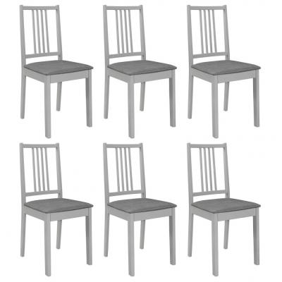Emaga vidaxl krzesła z poduszkami, 6 szt., szare, lite drewno