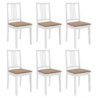 Emaga vidaxl krzesła z poduszkami, 6 szt., białe, lite drewno