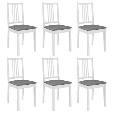 Emaga vidaxl krzesła z poduszkami, 6 szt., białe, lite drewno