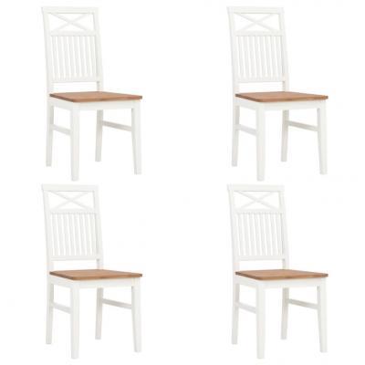 Emaga vidaxl krzesła stołowe, 4 szt., białe, lite drewno dębowe