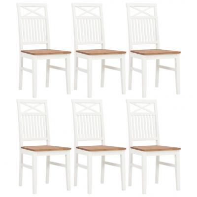 Emaga vidaxl krzesła stołowe, 6 szt., białe, lite drewno dębowe