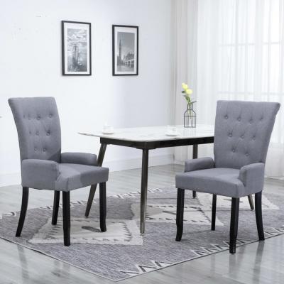 Emaga vidaxl krzesła stołowe z podłokietnikami, 2 szt., jasnoszare, tkanina