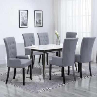 Emaga vidaxl krzesła stołowe z podłokietnikami, 6 szt., jasnoszare, tkanina