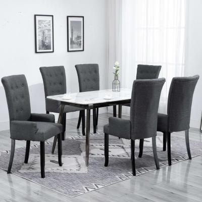 Emaga vidaxl krzesła stołowe z podłokietnikami, 6 szt., ciemnoszare, tkanina