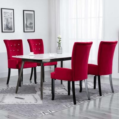 Emaga vidaxl krzesła stołowe z podłokietnikami, 4 szt., czerwone, aksamitne
