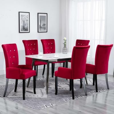 Emaga vidaxl krzesła stołowe z podłokietnikami, 6 szt., czerwone, aksamitne