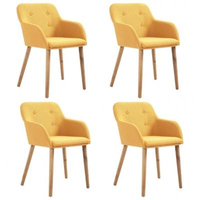 Emaga vidaxl krzesła do jadalni, 4 szt., żółty, tkanina i lity dąb