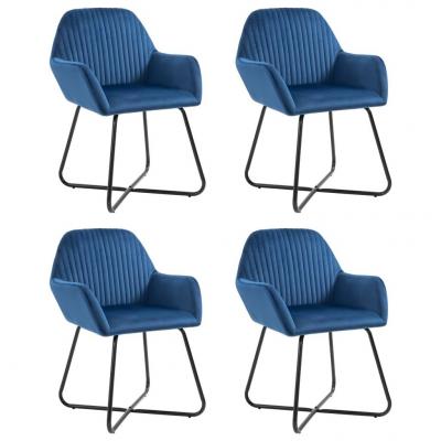 Emaga vidaxl krzesła jadalniane, 4 szt., niebieskie, aksamitne