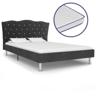 Emaga vidaxl łóżko z materacem memory, ciemnoszare, tkanina, 140x200 cm