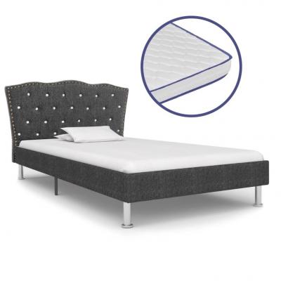 Emaga vidaxl łóżko z materacem memory, ciemnoszare, tkanina, 90x200 cm