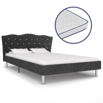 Emaga vidaxl łóżko z materacem memory, ciemnoszare, tkanina, 120x200 cm