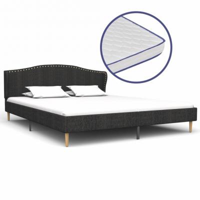 Emaga vidaxl łóżko z materacem memory, ciemnoszare, tkanina, 180 x 200 cm
