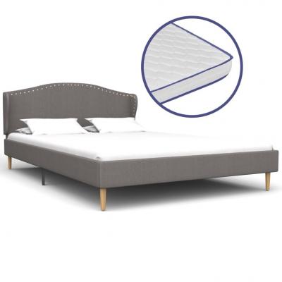 Emaga vidaxl łóżko z materacem memory, jasnoszare, tkanina, 120x200 cm
