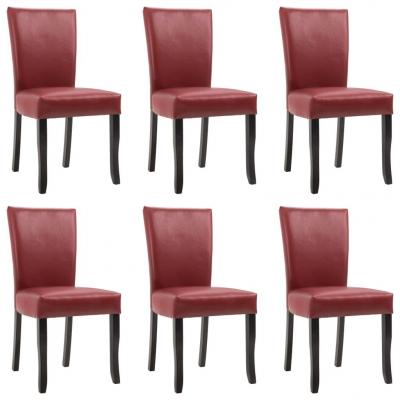 Emaga vidaxl krzesła do jadalni, 6 szt., czerwone wino, sztuczna skóra