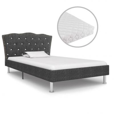 Emaga vidaxl łóżko z materacem, ciemnoszare, tkanina, 90 x 200 cm