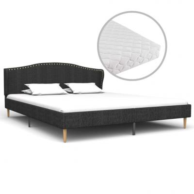 Emaga vidaxl łóżko z materacem, ciemnoszare, tkanina, 180 x 200 cm