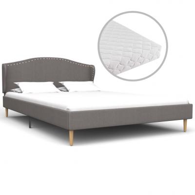 Emaga vidaxl łóżko z materacem, jasnoszare, tkanina, 140 x 200 cm