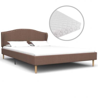 Emaga vidaxl łóżko z materacem, brązowe, tkanina, 120 x 200 cm
