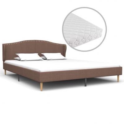 Emaga vidaxl łóżko z materacem, brązowe, tkanina, 160 x 200 cm