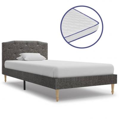 Emaga vidaxl łóżko z materacem memory, ciemnoszare, tkanina, 90 x 200 cm
