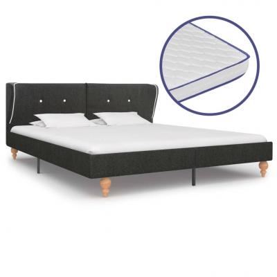 Emaga vidaxl łóżko z materacem memory, ciemnoszare, juta, 180 x 200 cm