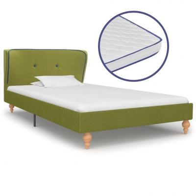 Emaga vidaxl łóżko z materacem memory, zielone, tkanina, 90 x 200 cm