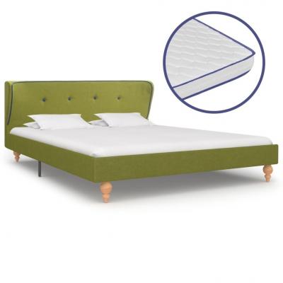 Emaga vidaxl łóżko z materacem memory, zielone, tkanina, 140 x 200 cm
