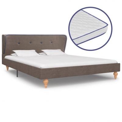 Emaga vidaxl łóżko z materacem memory, taupe, tkanina, 140 x 200 cm