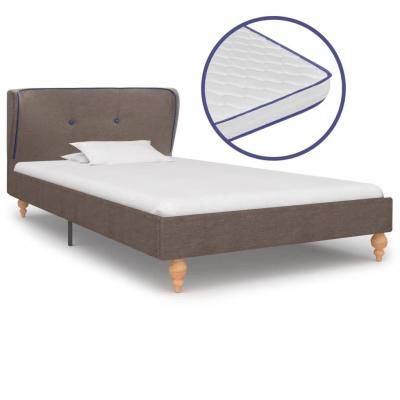 Emaga vidaxl łóżko z materacem memory, taupe, tkanina, 90 x 200 cm