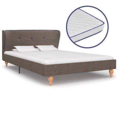 Emaga vidaxl łóżko z materacem memory, taupe, tkanina, 120 x 200 cm