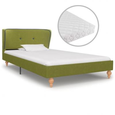 Emaga vidaxl łóżko z materacem, zielone, tkanina, 90 x 200 cm