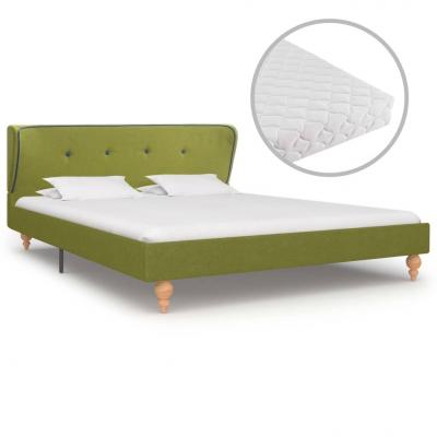 Emaga vidaxl łóżko z materacem, zielone, tkanina, 140 x 200 cm