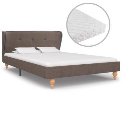 Emaga vidaxl łóżko z materacem, taupe, tkanina, 120 x 200 cm