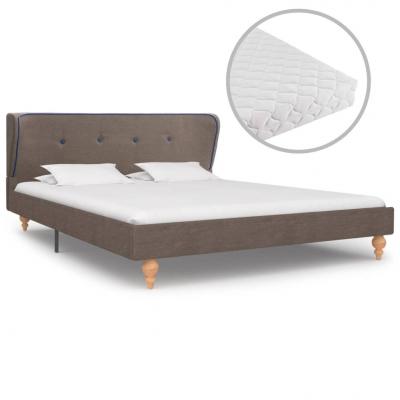 Emaga vidaxl łóżko z materacem, taupe, tkanina, 140 x 200 cm