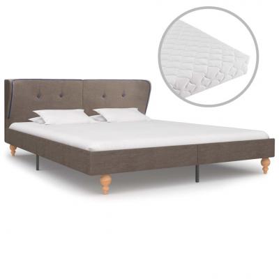 Emaga vidaxl łóżko z materacem, taupe, tkanina, 160 x 200 cm