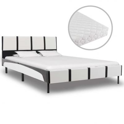 Emaga vidaxl łóżko z materacem, biało-czarne, ekoskóra, 120 x 200 cm